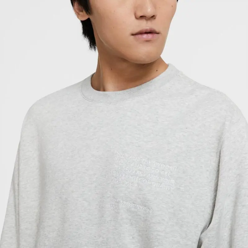 Nike Sportswear Swoosh Crew/Pulóver - Világos Szürke/Fehér - Image 2