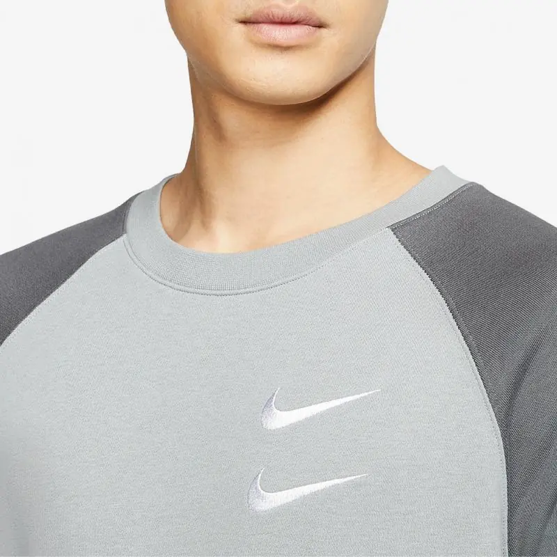 Nike Sportswear Swoosh Crew/Pulóver - Részecske Szürke/Vas Szürke - Image 5