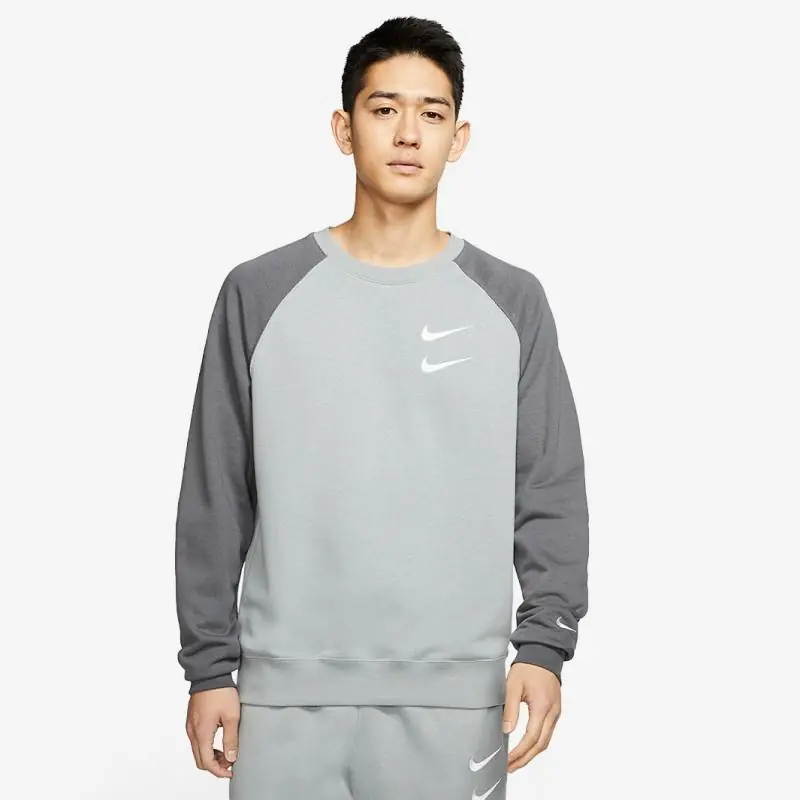 Nike Sportswear Swoosh Crew/Pulóver - Részecske Szürke/Vas Szürke