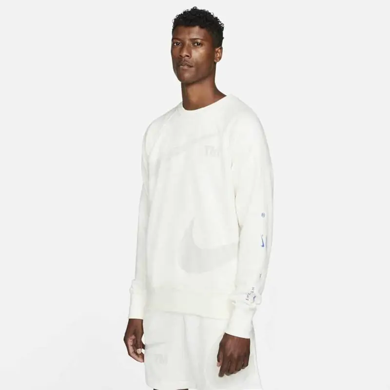 Nike Sportswear Swoosh Fleece Crew Sweatshirt/Pulóver - Csont Fehér