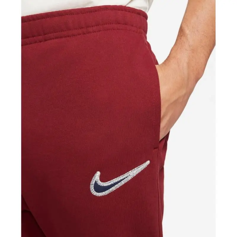 Nike Sportswear Swoosh Fleece Trousers - Bright Red - Image 2