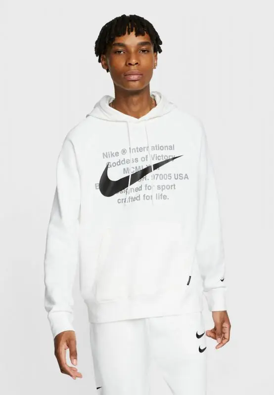Nike Sportswear Swoosh French Terry Hoodie/Pulóver - Fehér/Fekete