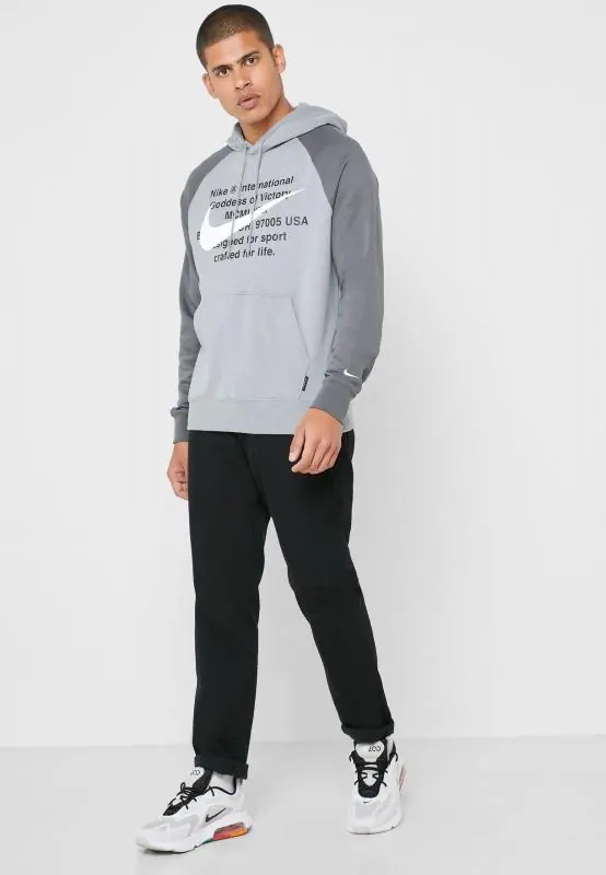 Nike Sportswear Swoosh Hoodie/Pulóver - Részecske Szürke/Vas Szürke - Image 5