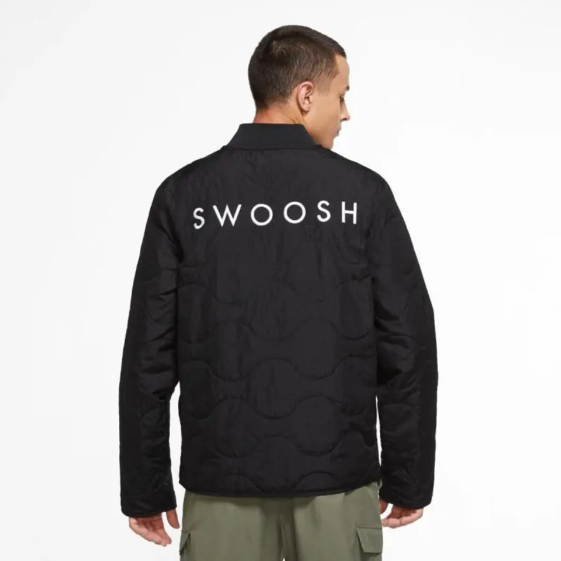 Nike Sportswear Swoosh Men's Quilted Jacket - Black/ White - Image 3