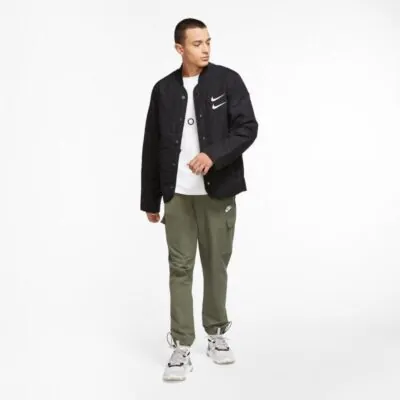 Nike Sportswear Swoosh Men's Quilted Jacket - Black/ White - Image 4