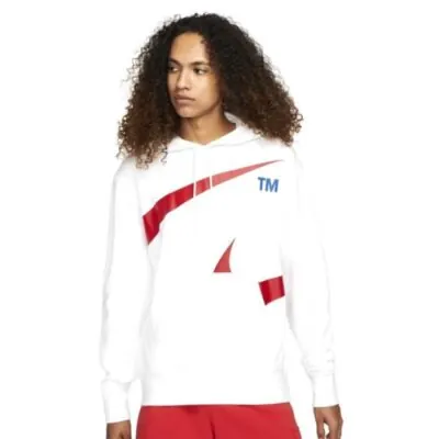 Nike Sportswear Swoosh PO Hoodie - White/ Gym Red