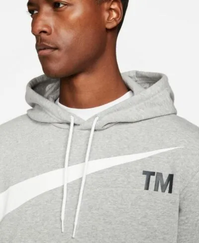 Nike Sportswear Swoosh Pullover Hoodie - Grey Heather/ White/ Black - Image 2