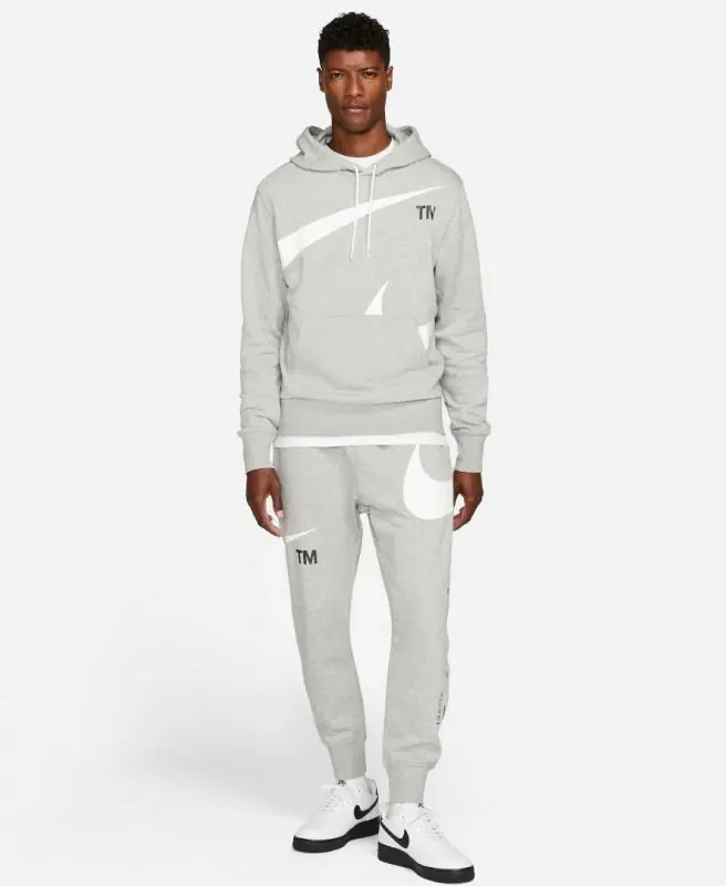 Nike Sportswear Swoosh Pullover Hoodie/Pulóver - Szürke/Fehér - Image 4