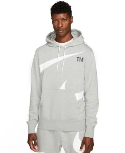 Nike Sportswear Swoosh Pullover Hoodie - Grey Heather/ White/ Black
