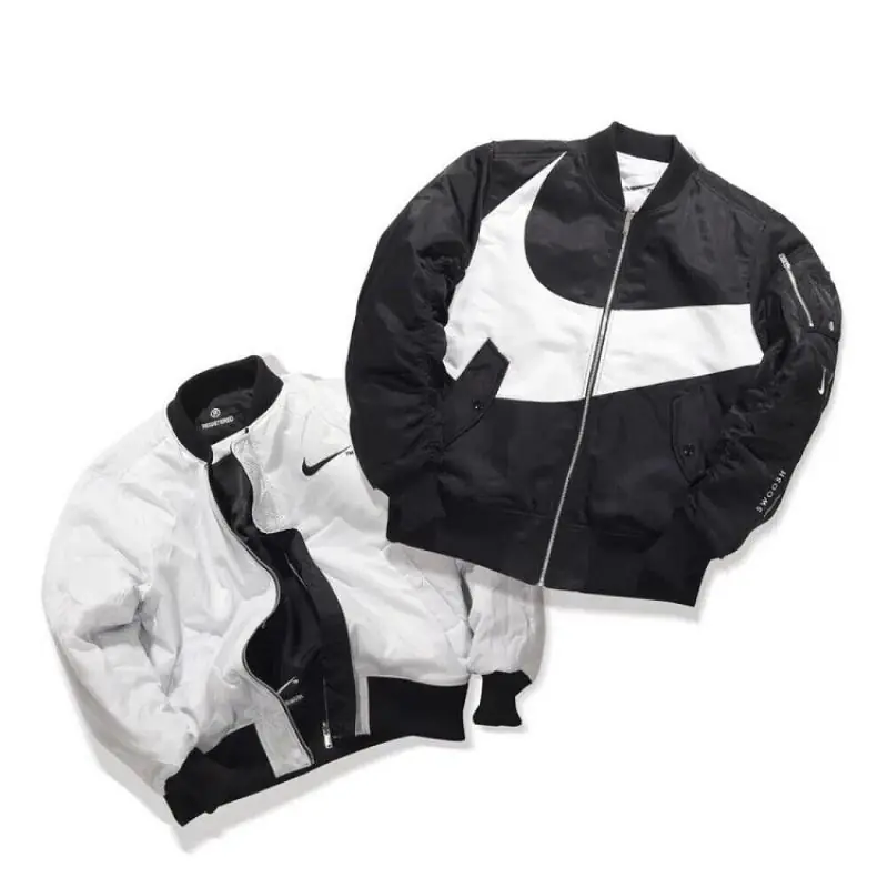 Nike Sportswear Swoosh Therma Reversible Bomber Jacket Black/White