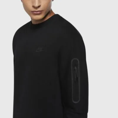 Nike Sportswear Tech Fleece Crew Neck Sweatshirt - Black/Black - Image 2