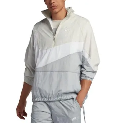 Nike Sportswear Woven Swoosh Half-Zip Jacket - Wolf Grey/ White/ Light Bone/ White