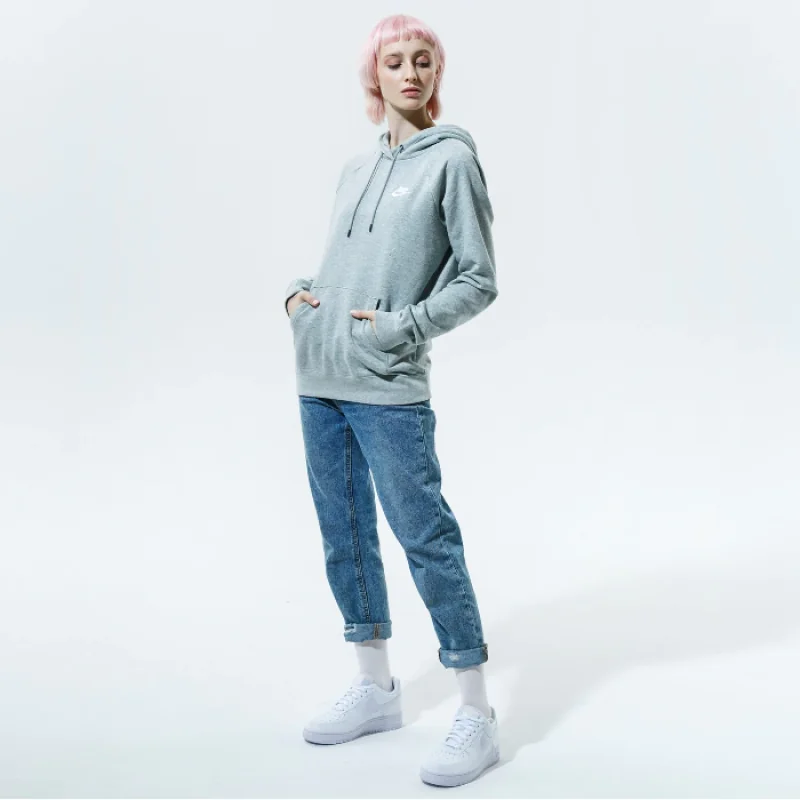 Nike Women's Sportswear Essential Fleece Hoodie/Pulóver - Szürke/Fehér - Image 2