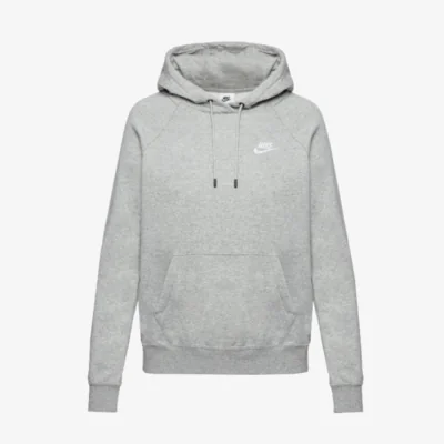 Nike Women's Sportswear Essential Fleece Hoodie Dark Grey Heather/White
