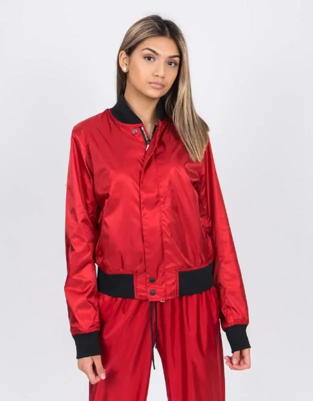 NikeLab W NRG Satin Bomber Jacket Gym Red