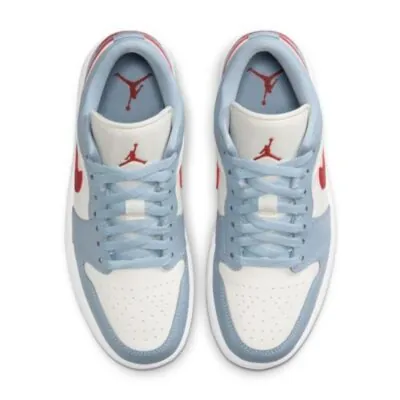 Air Jordan 1 (W ) Low Sail/Dune Red/Blue Grey/White - Image 2